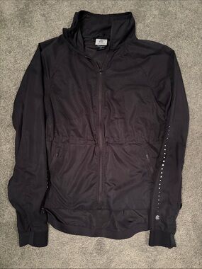 Champion Black Full-Zip Windbreaker with Reflective Dot Accents